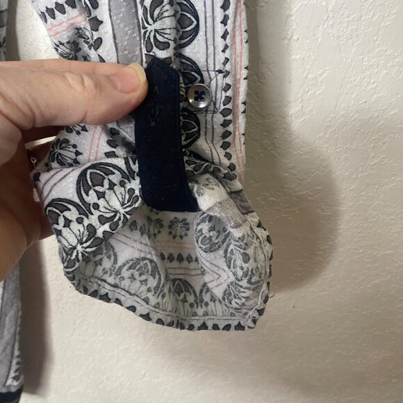 Croft & Barrow Button Up Top Womens L Black White Abstract 3/4 Sleeve Lightweig - Picture 4 of 12